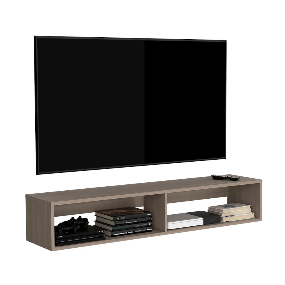 Warrior 59" Floating Tv Stand Light Gray MDF. Picture 5