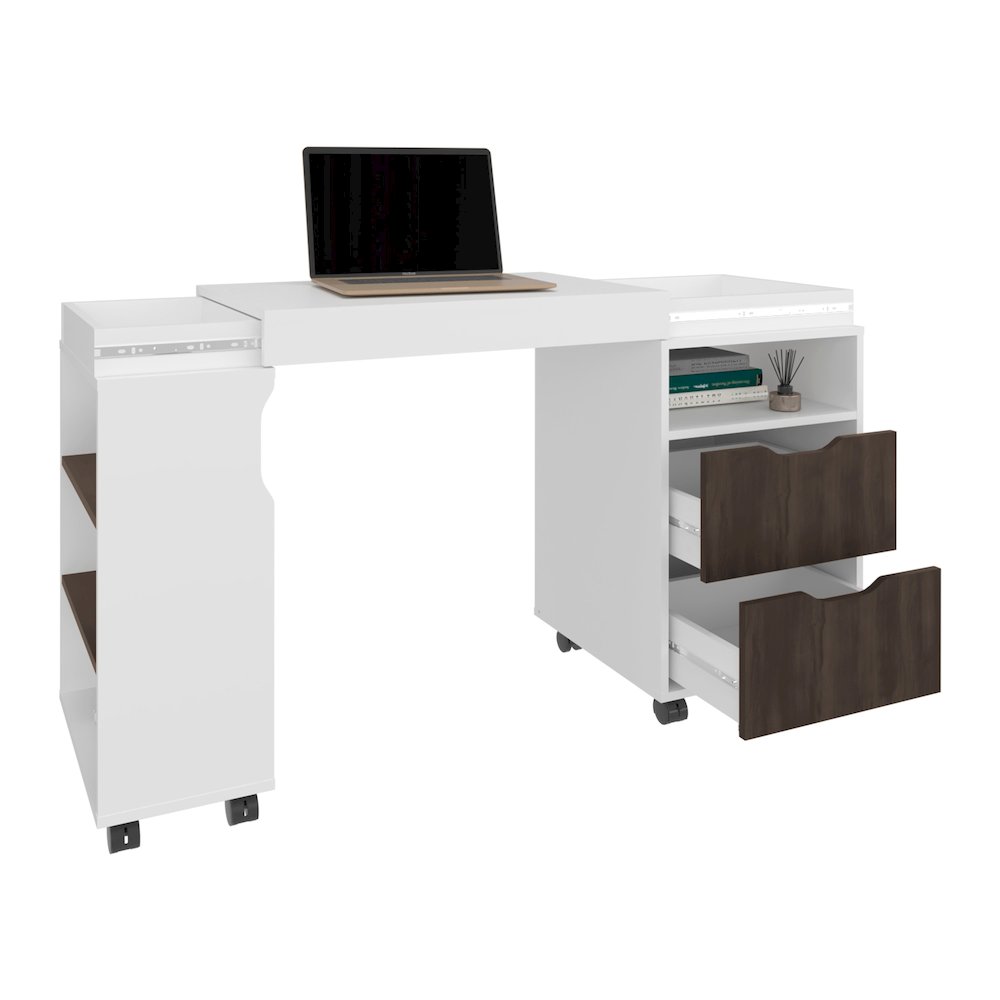 San Diego Extendable Desk White - Dark Walnut MDF. Picture 2