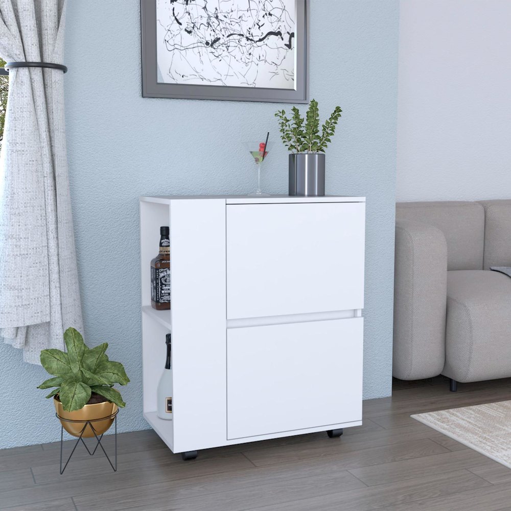 Glasgow Bar Cart White MDF. Picture 3