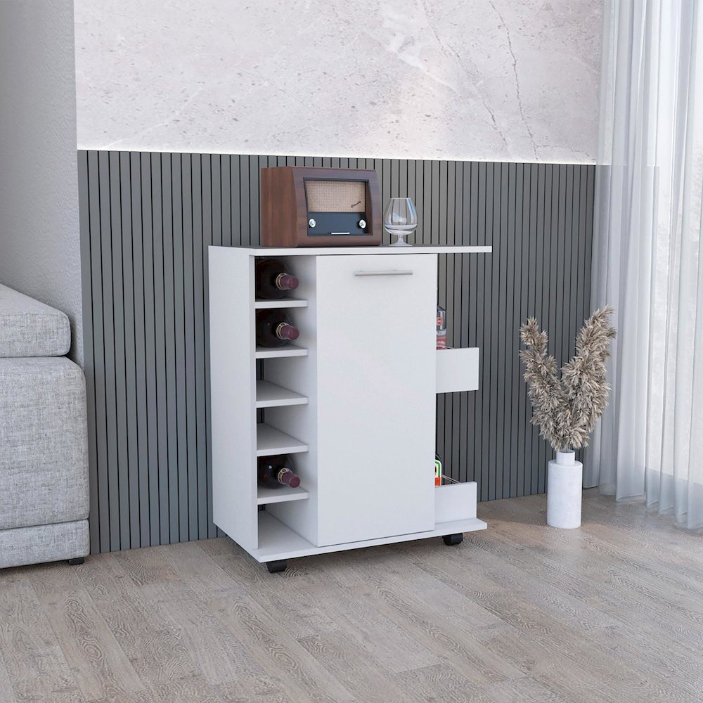 Lothian Bar Cart White MDF. Picture 3