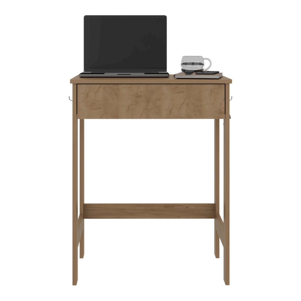 Hills Computer Desk With 2 Side Shelves And Spacious Worksurface, Natural Oak. Picture 1