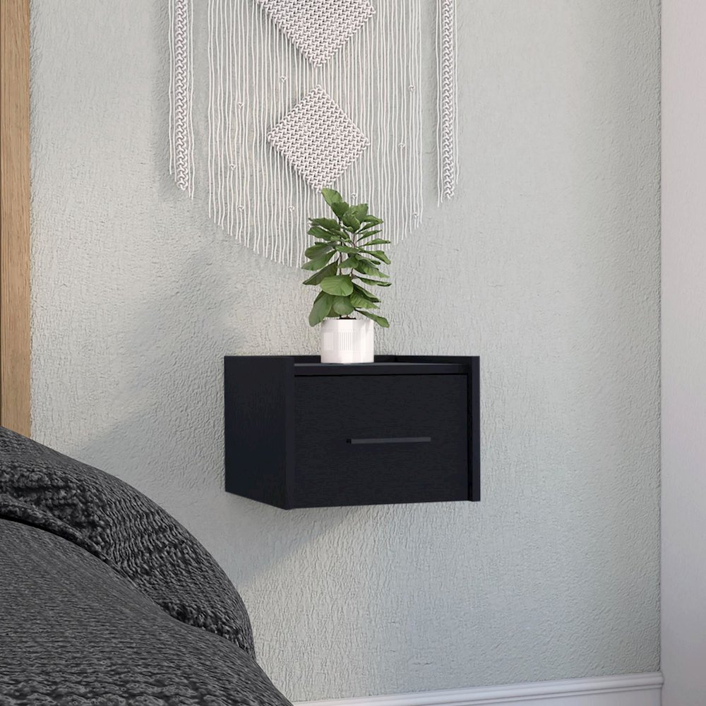 Boa Floating Nightstand Black MDF. Picture 3