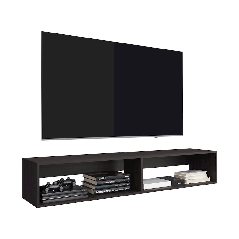 Eco Floating 59" Wide Tv Stand Dark Walnut MDF. Picture 2