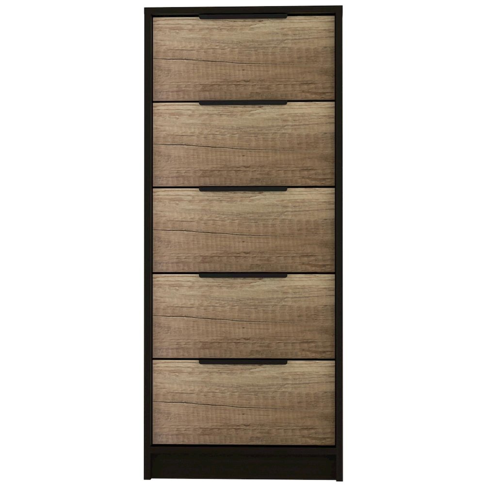 Kaia Five Drawer Dresser Black / Pine MDF. Picture 2