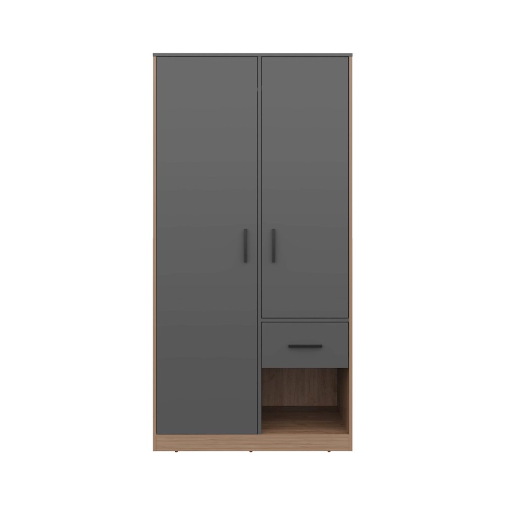 Alder 2-Door Amoire Matt Gray - Natural Oak MDF. Picture 2