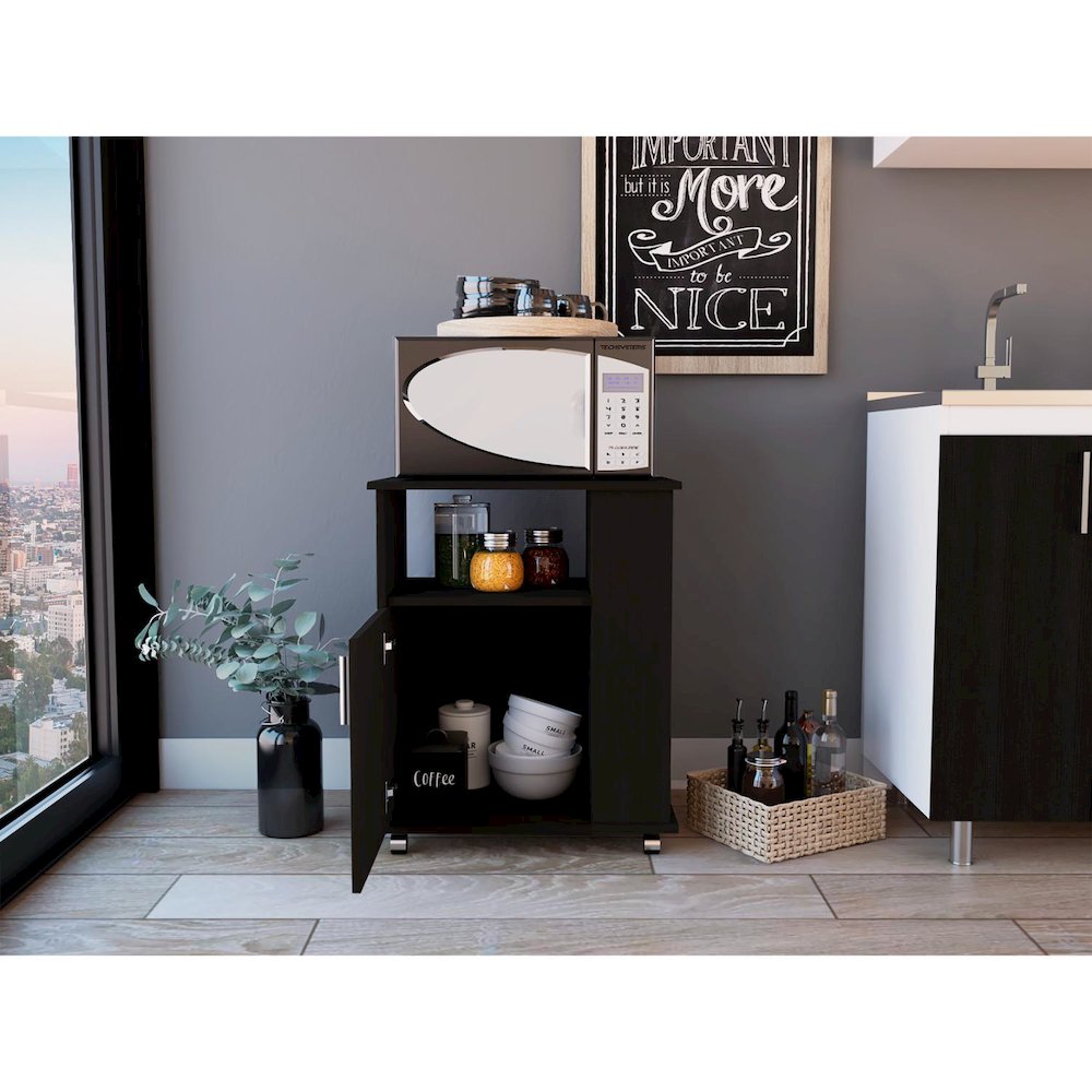 Microwave Cart Black MDF. Picture 4