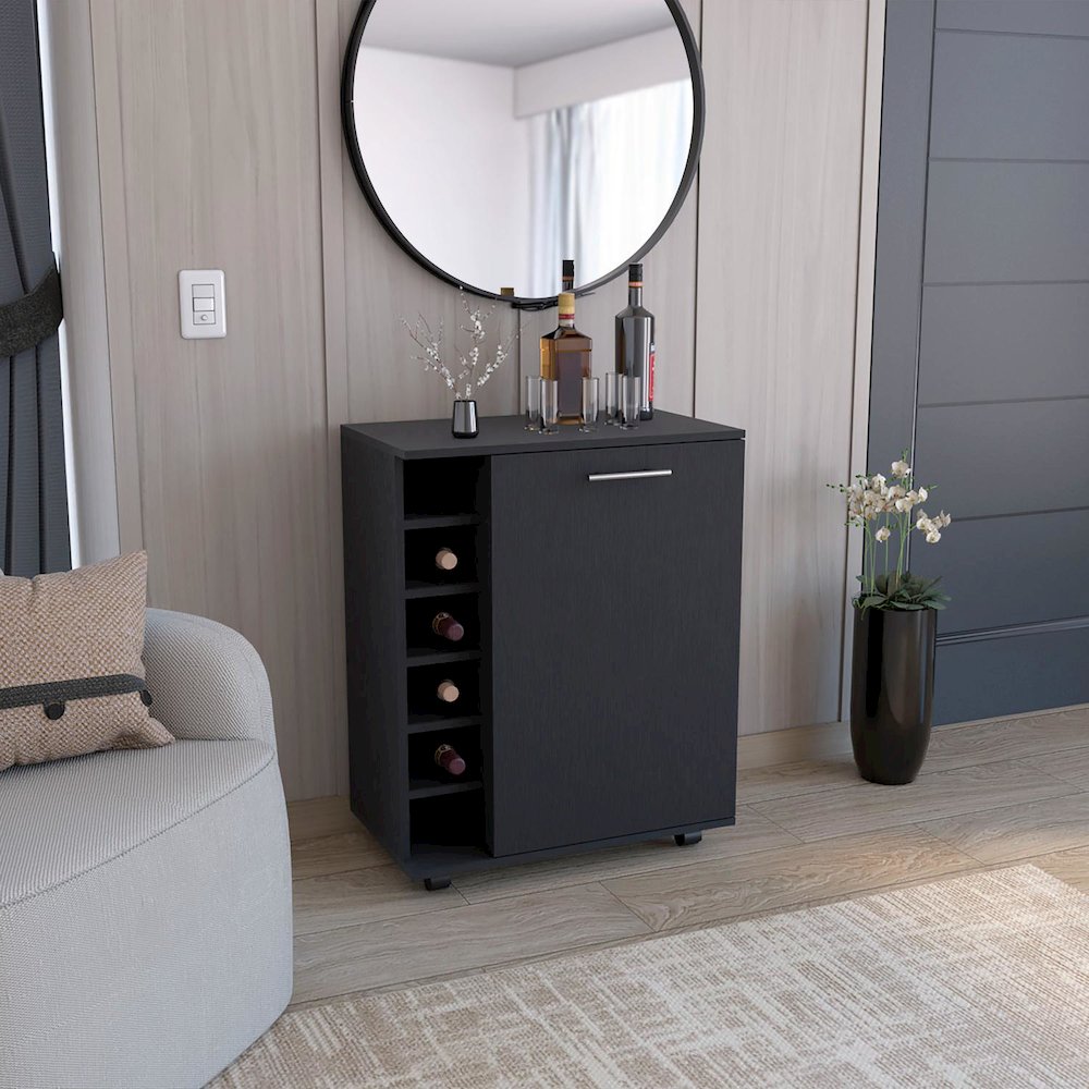 Wick Bar Cart Black MDF. Picture 3