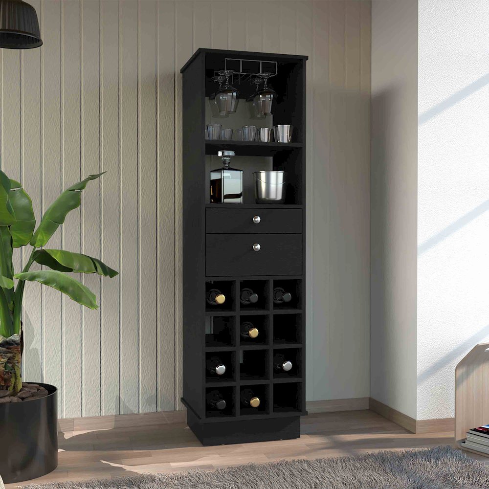 Classic Bar Cabinet Black MDF. Picture 3
