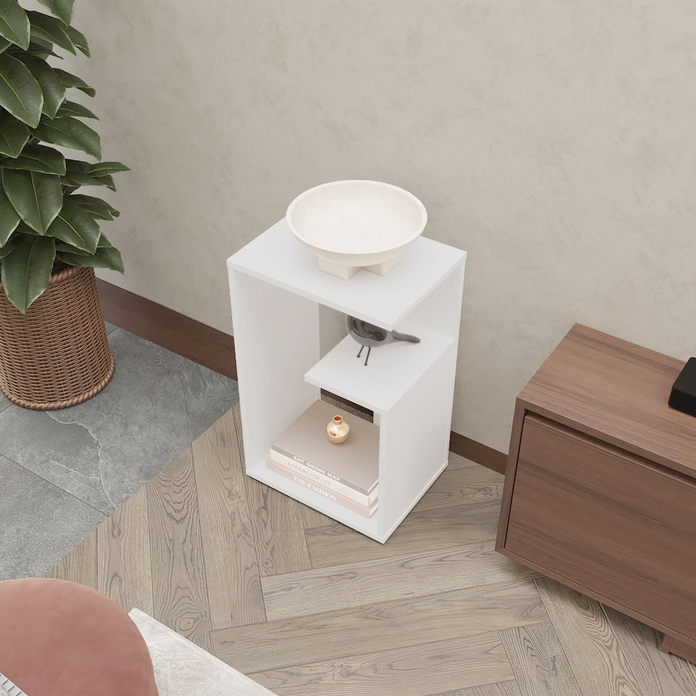 Everet 25" High Side Table White MDF. Picture 5