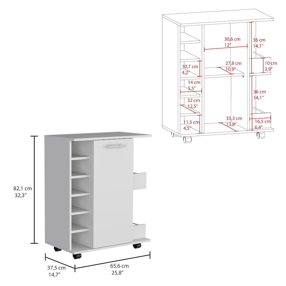 Lothian Bar Cart White MDF. Picture 4