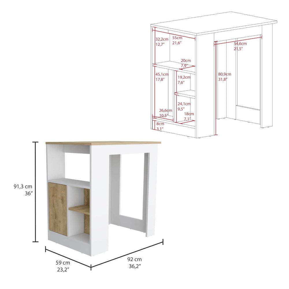 Stirling Kitchen Island White / Macadamia MDF. Picture 4