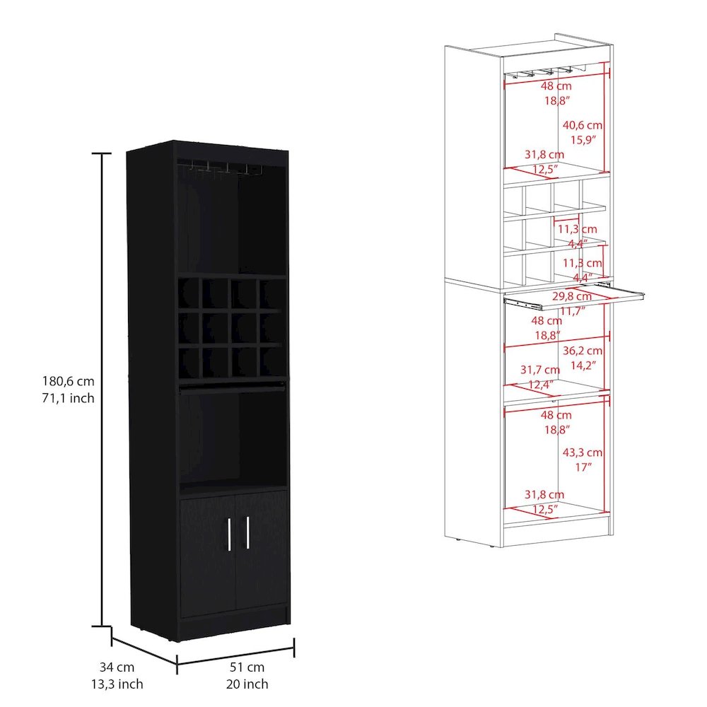 Kevil Bar Cabinet Black MDF. Picture 4