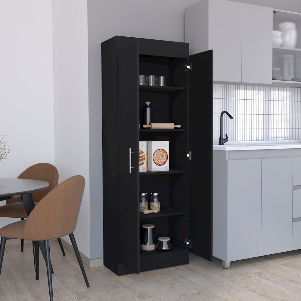 Nepal Pantry Cabinet Black MDF. Picture 3