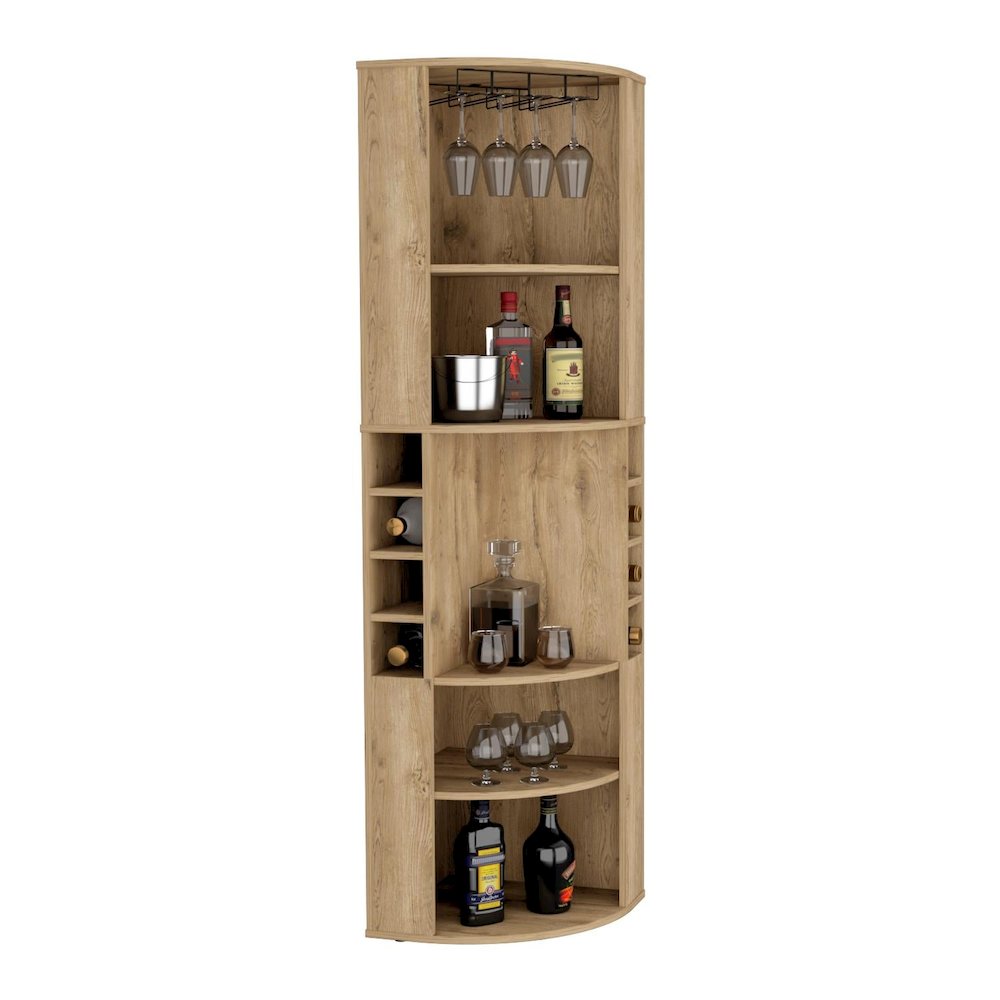 Oban Corner Bar Cabinet Macadamia MDF. Picture 2