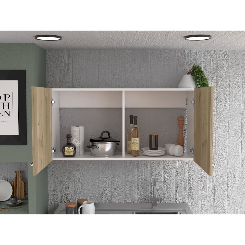 Napoles Wall Cabinet White / Light Oak MDF. Picture 5