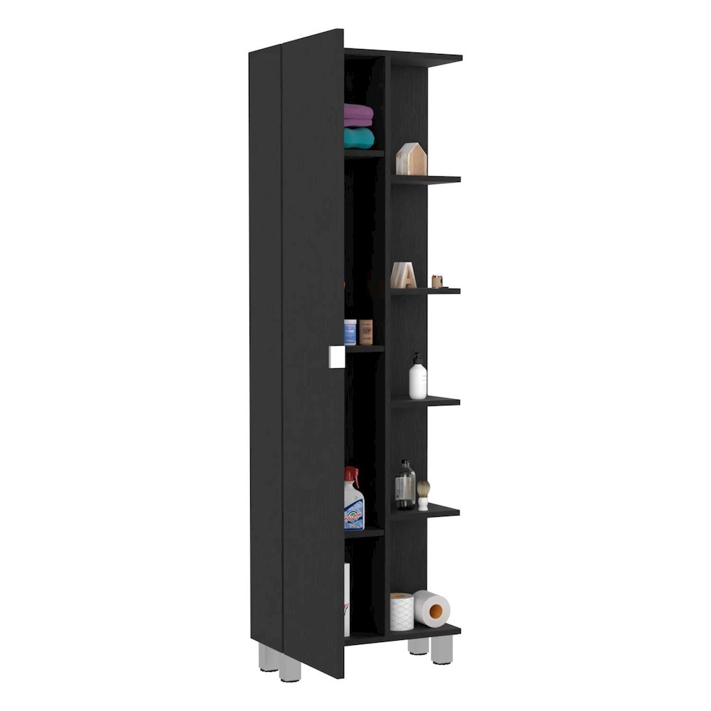 Urano Linen Cabinet Black MDF. Picture 2