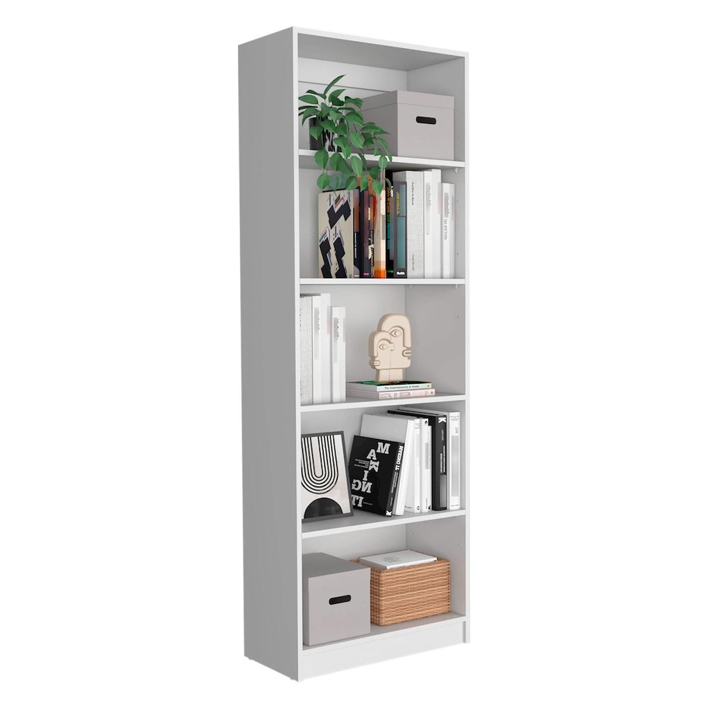 Home 4 Shelves Bookcase White MDF. Picture 2