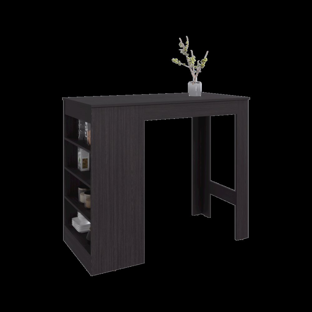 Counter Table with 4 Storage Shelves, Compact Home Bar,Space-Saving Design,Black. Picture 5