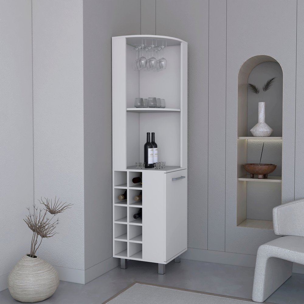 Kaia Corner Bar Cabinet White MDF. Picture 3