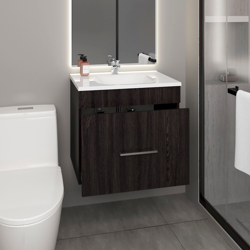 Tuhome One door Batroom Vanity Hatta Black MDF. Picture 4