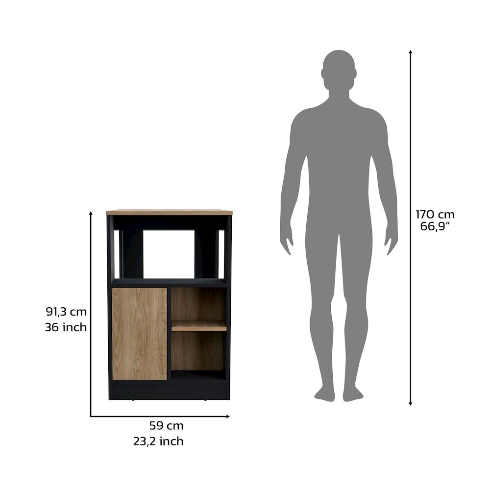 Stirling Kitchen Island Black - Natural Oak MDF. Picture 5