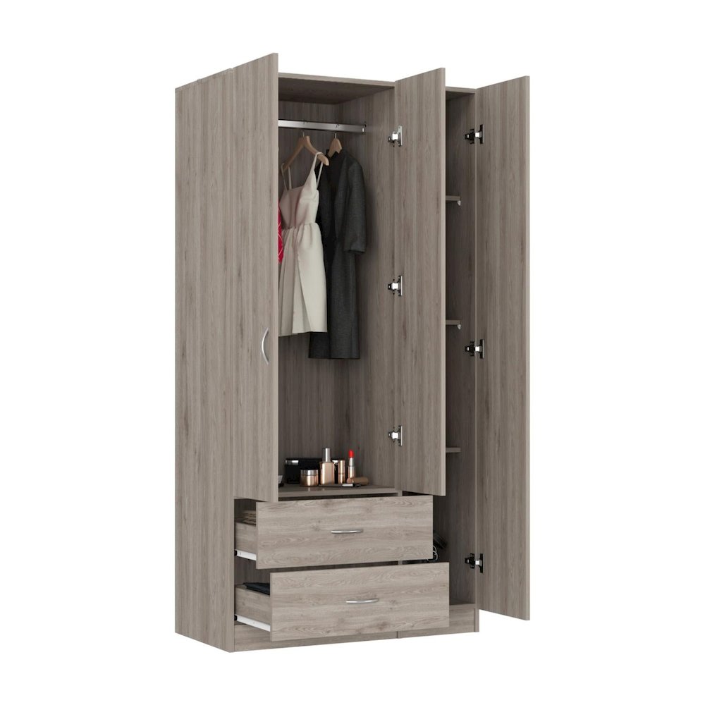 Austral Three Door Armoire Light Gray MDF. Picture 2