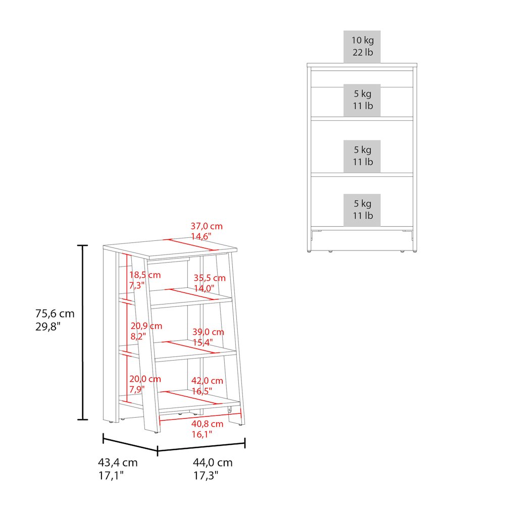 BATHBI 4-Tier Ladder Shelf Black Wengue MDF. Picture 5