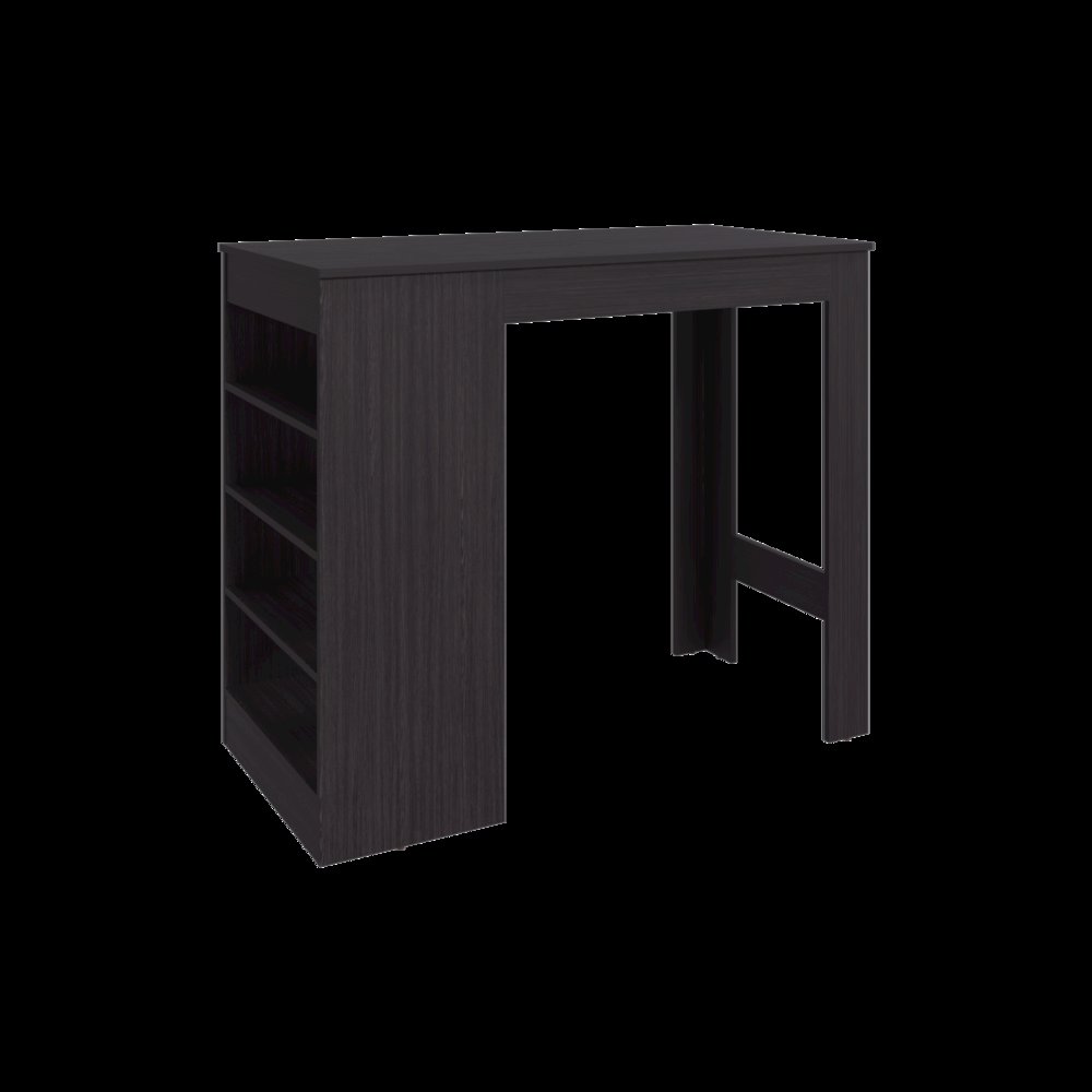 Counter Table with 4 Storage Shelves, Compact Home Bar,Space-Saving Design,Black. Picture 1