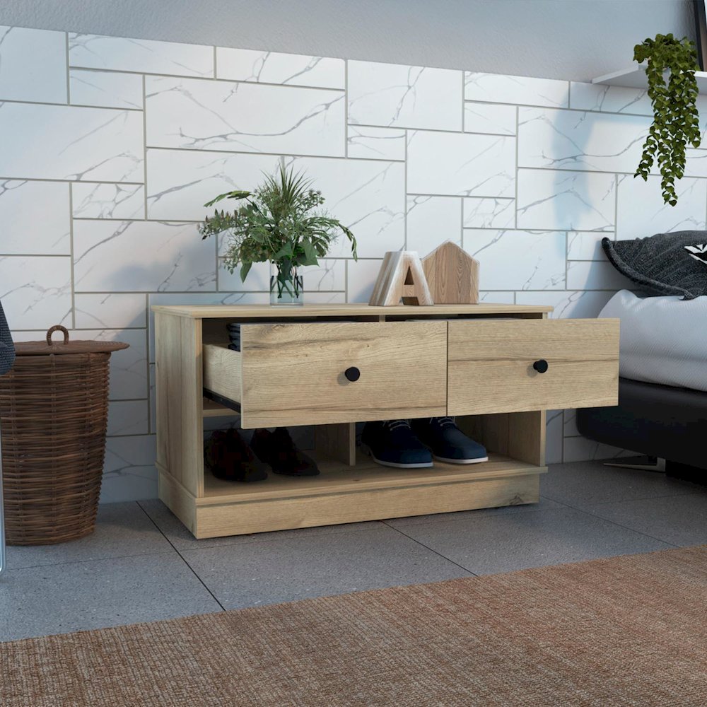 Hamilton Storage Bench Light Oak MDF. Picture 5