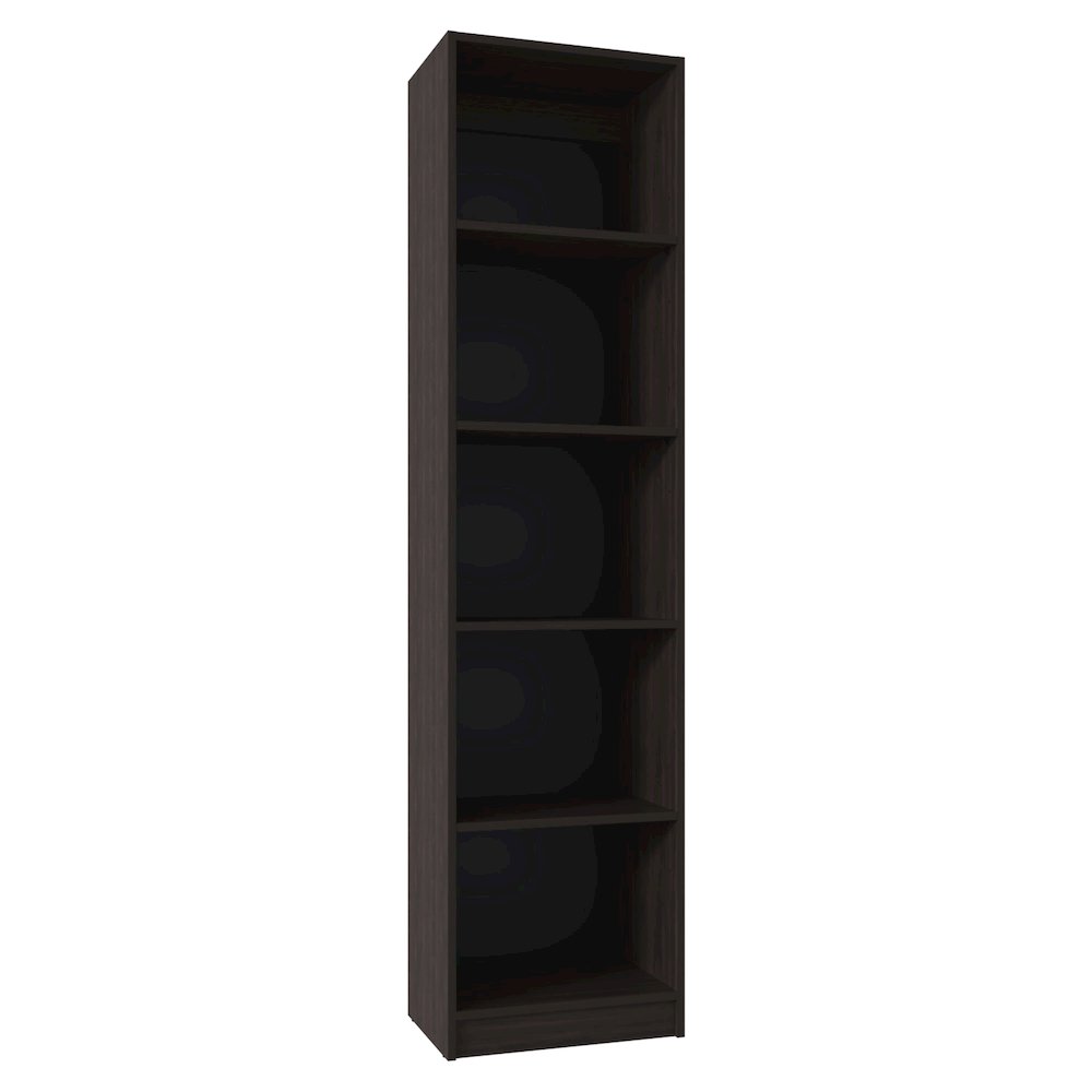 Home Slim 5 Shelves Narrow Bookcase With Open Shelves, Stained Walnut. Picture 2