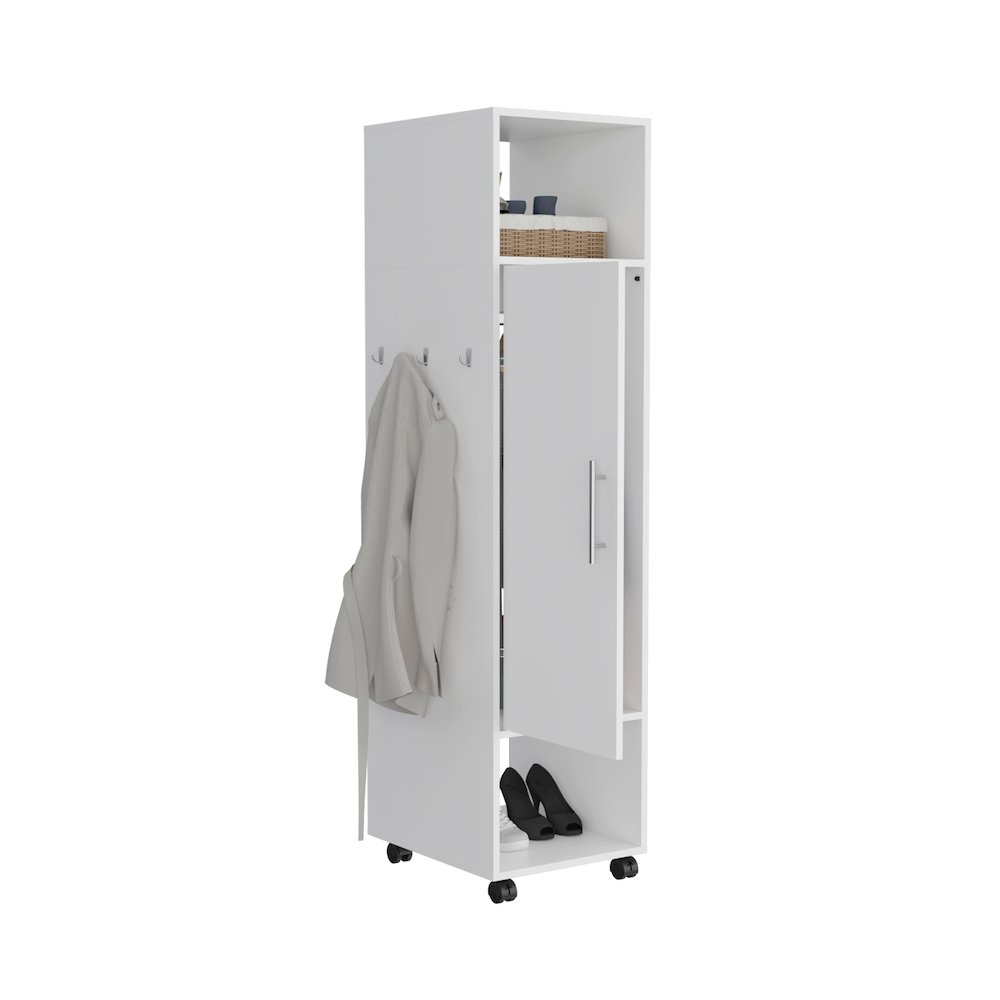 Cluster Cabinet Wardrove with Mirror White MDF. Picture 1