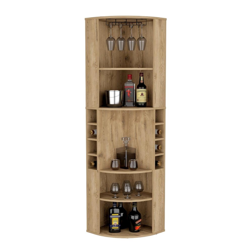 Oban Corner Bar Cabinet Macadamia MDF. Picture 1