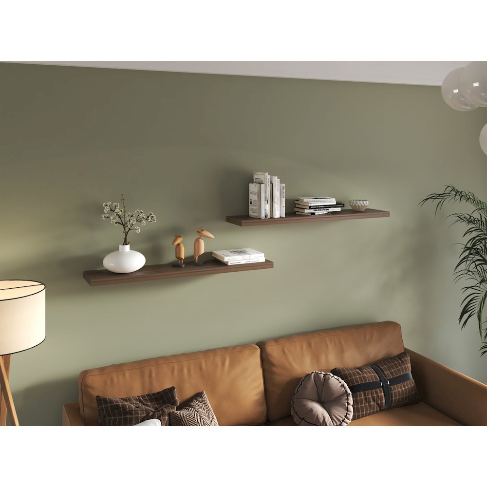 Ecco 47" Wide Floating Shelves Set Of 2, Shelves For Wall Decor, light brown. Picture 5