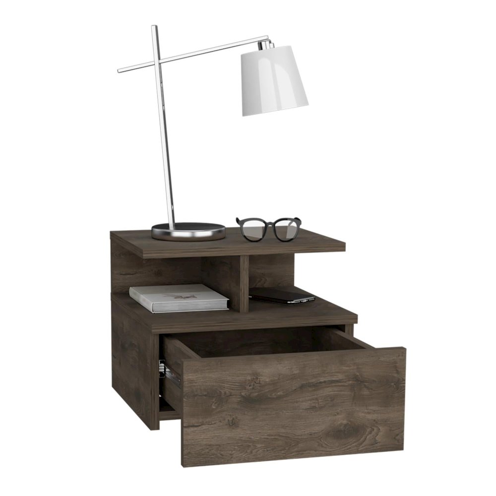 Adele Floating Nightstand Dark Walnut MDF. Picture 2