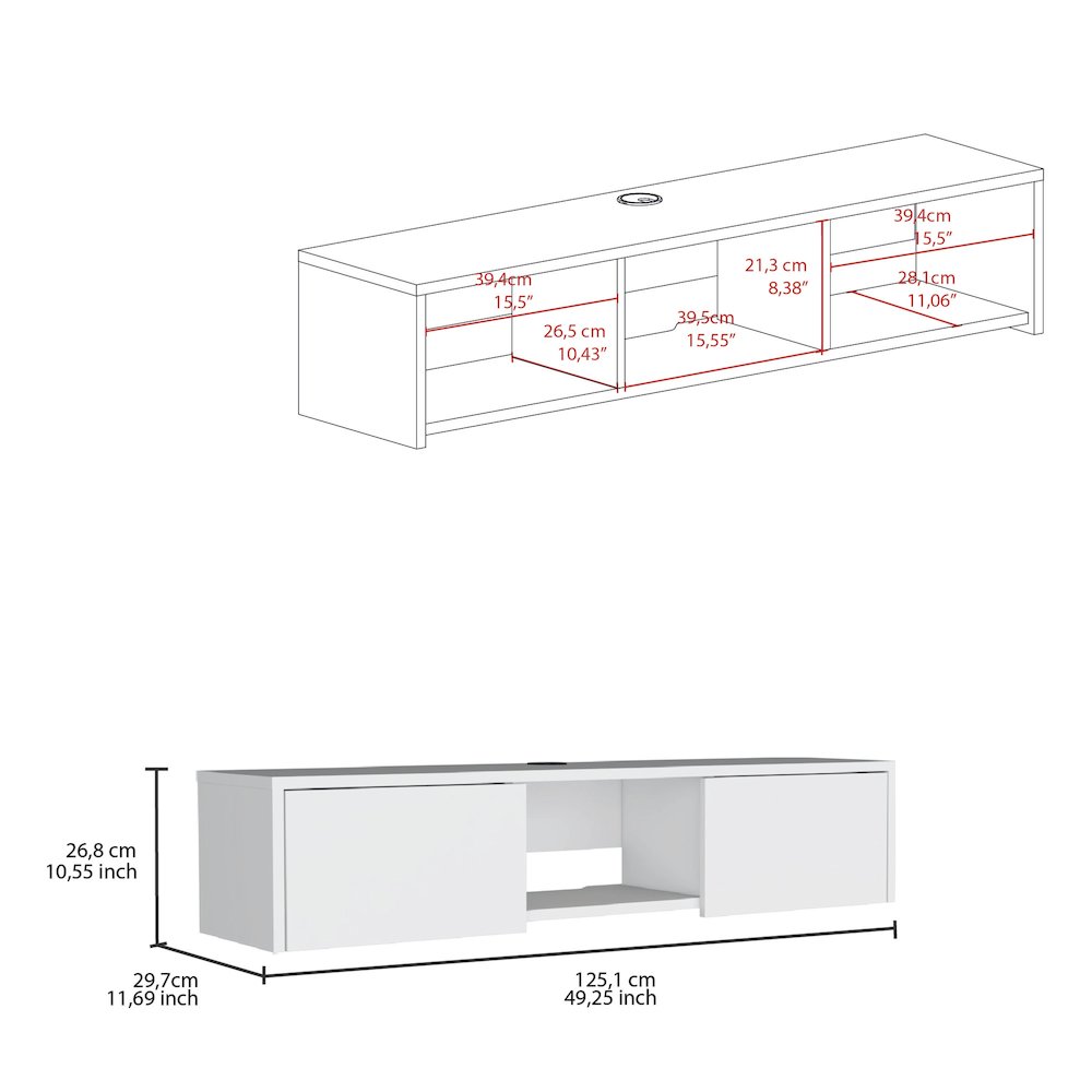 Glen Floating TV Stand White MDF. Picture 4