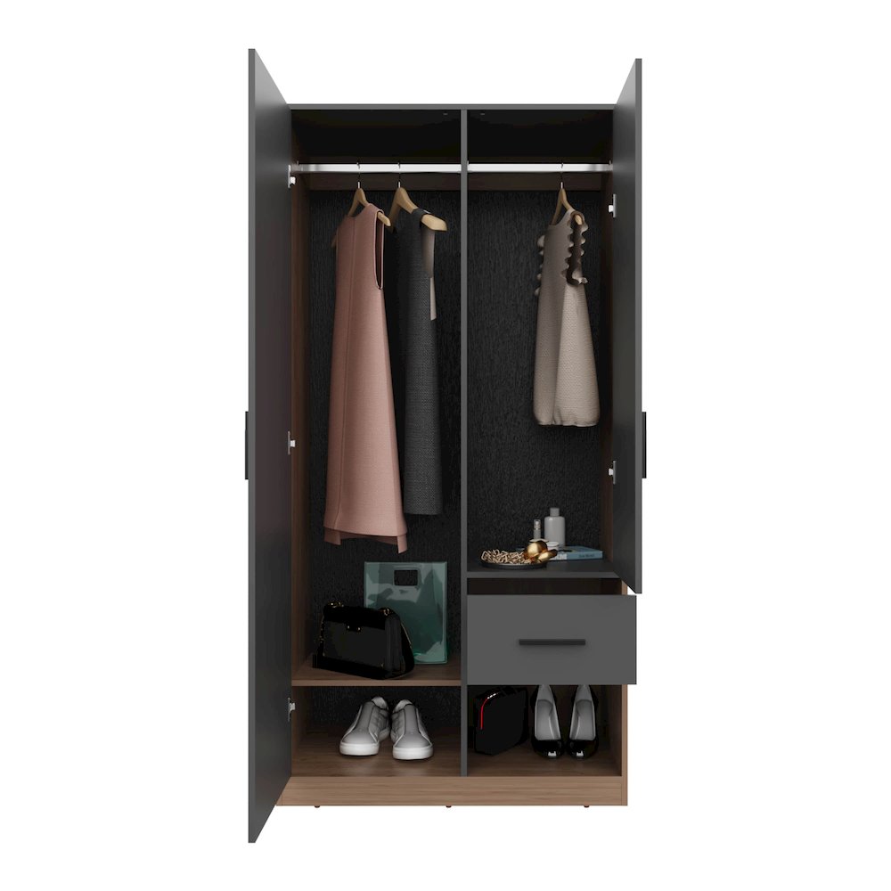 Alder 2-Door Amoire Matt Gray - Natural Oak MDF. Picture 1