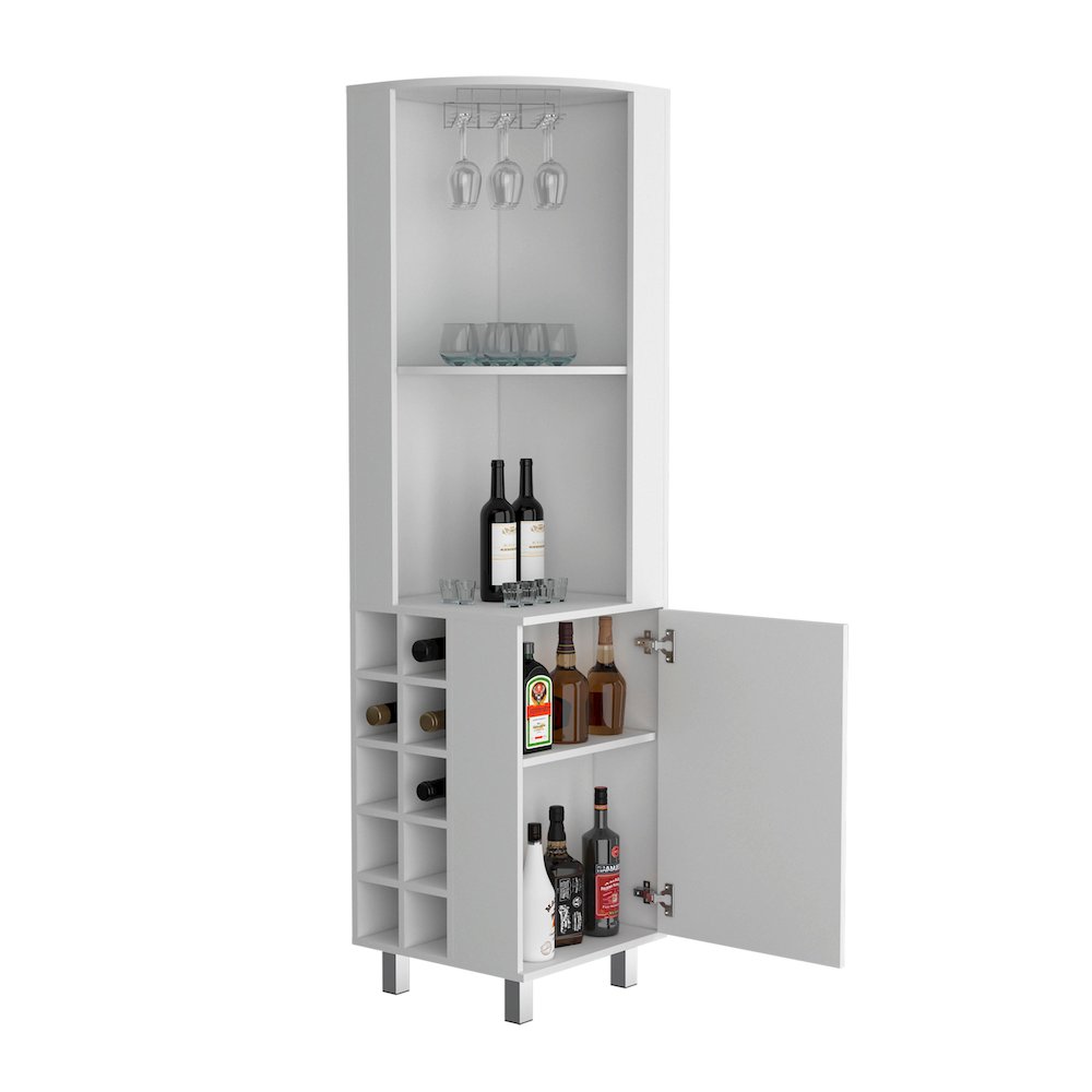 Kaia Corner Bar Cabinet White MDF. Picture 5