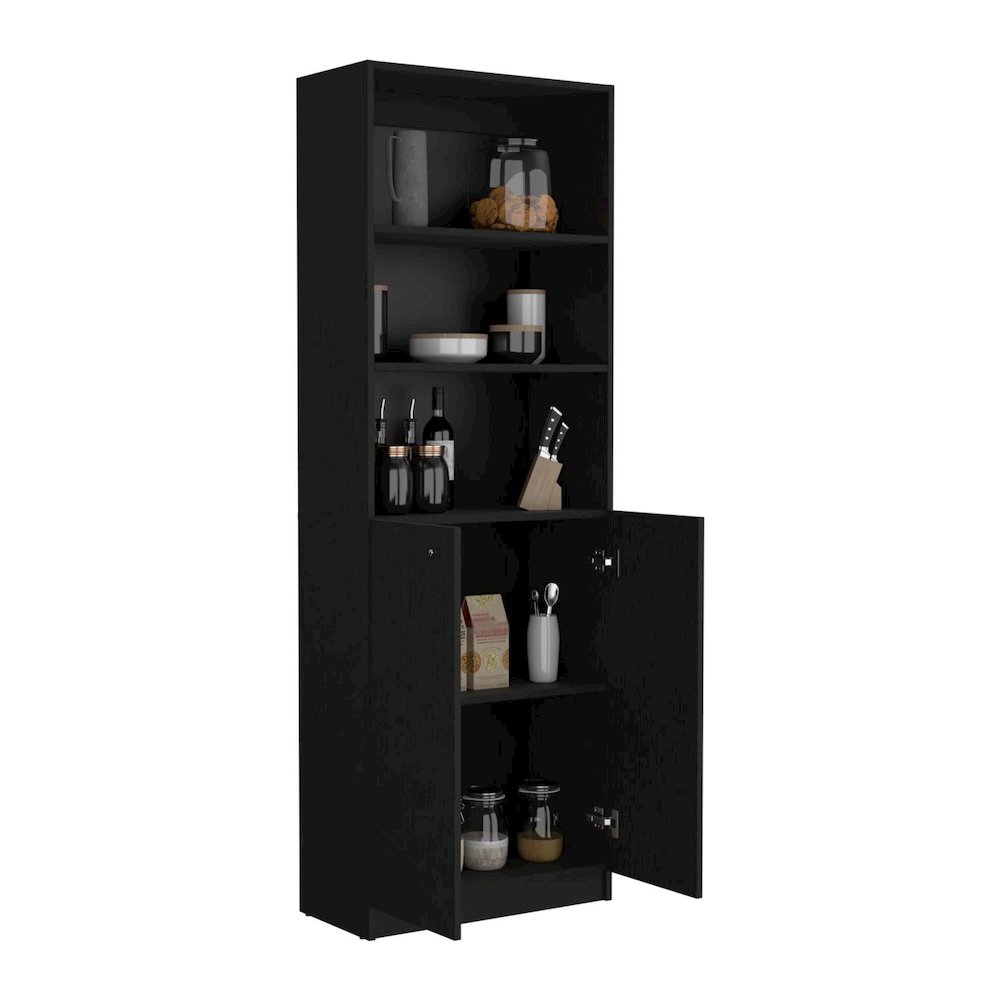 Home 2-Door Bookcase Black MDF. Picture 2