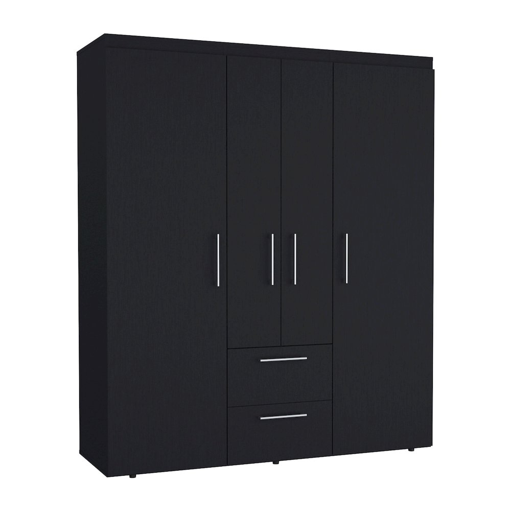 Bariloche 4-Door Armoire Black MDF. Picture 1