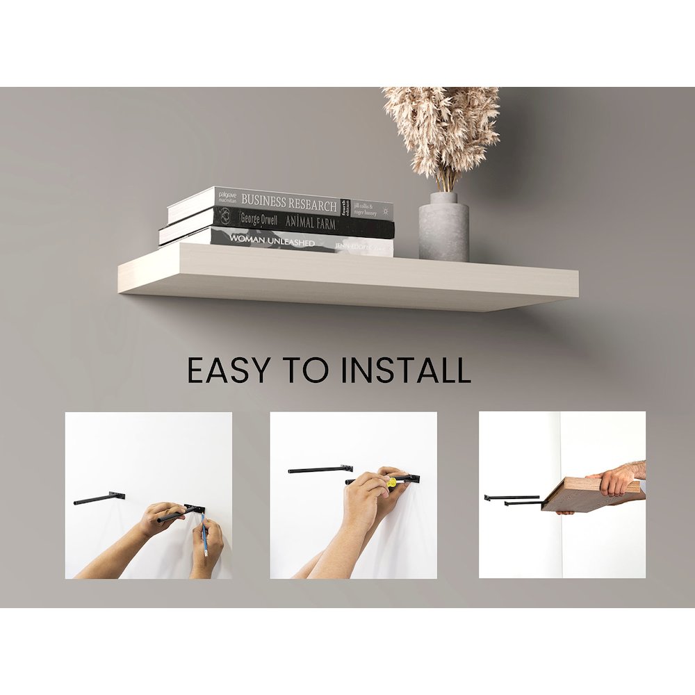 31.5" Wide Floating Shelves Set Of 2, Shelves For Wall Decor, White Washed Oak. Picture 4