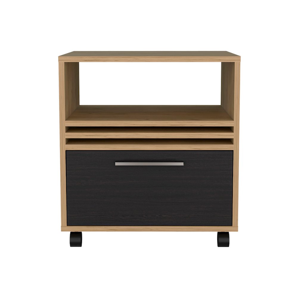 Vance Nightstand Natural Oak - Black MDF. Picture 1