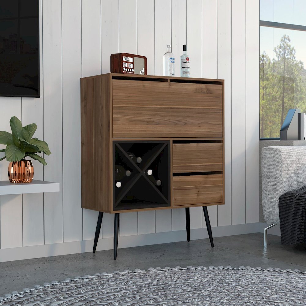 Prunus Bar Cabinet Mahogany / Black MDF. Picture 3