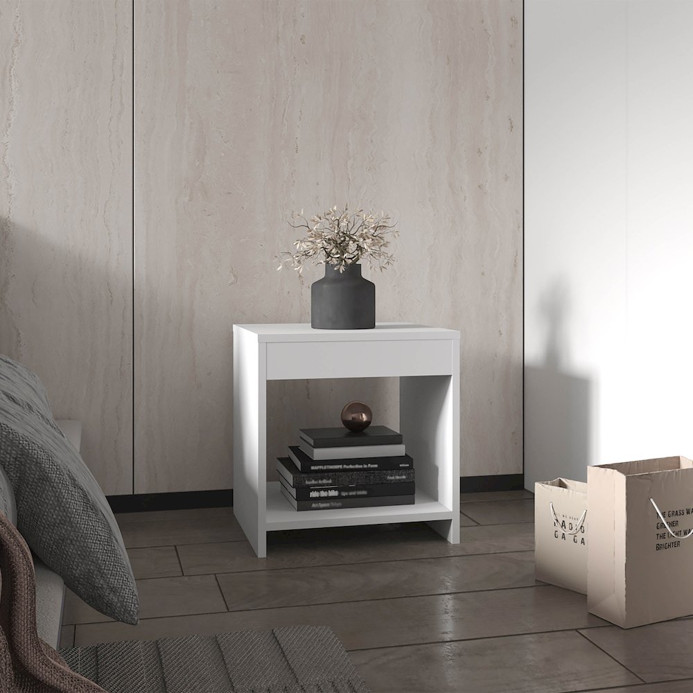 Chroma Nightstand White MDF. Picture 4