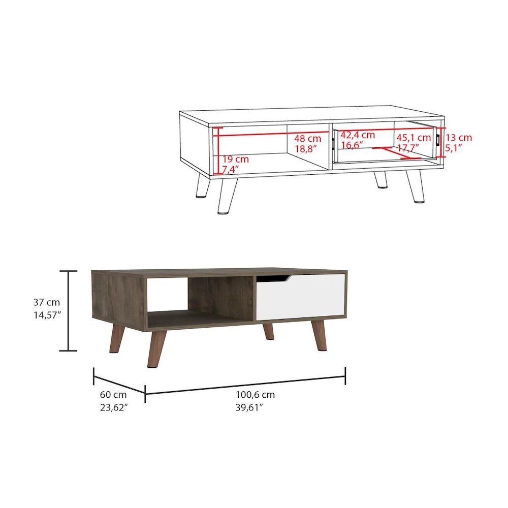 Oslo Coffee Table 2.0 Dark Brown / White MDF. Picture 3