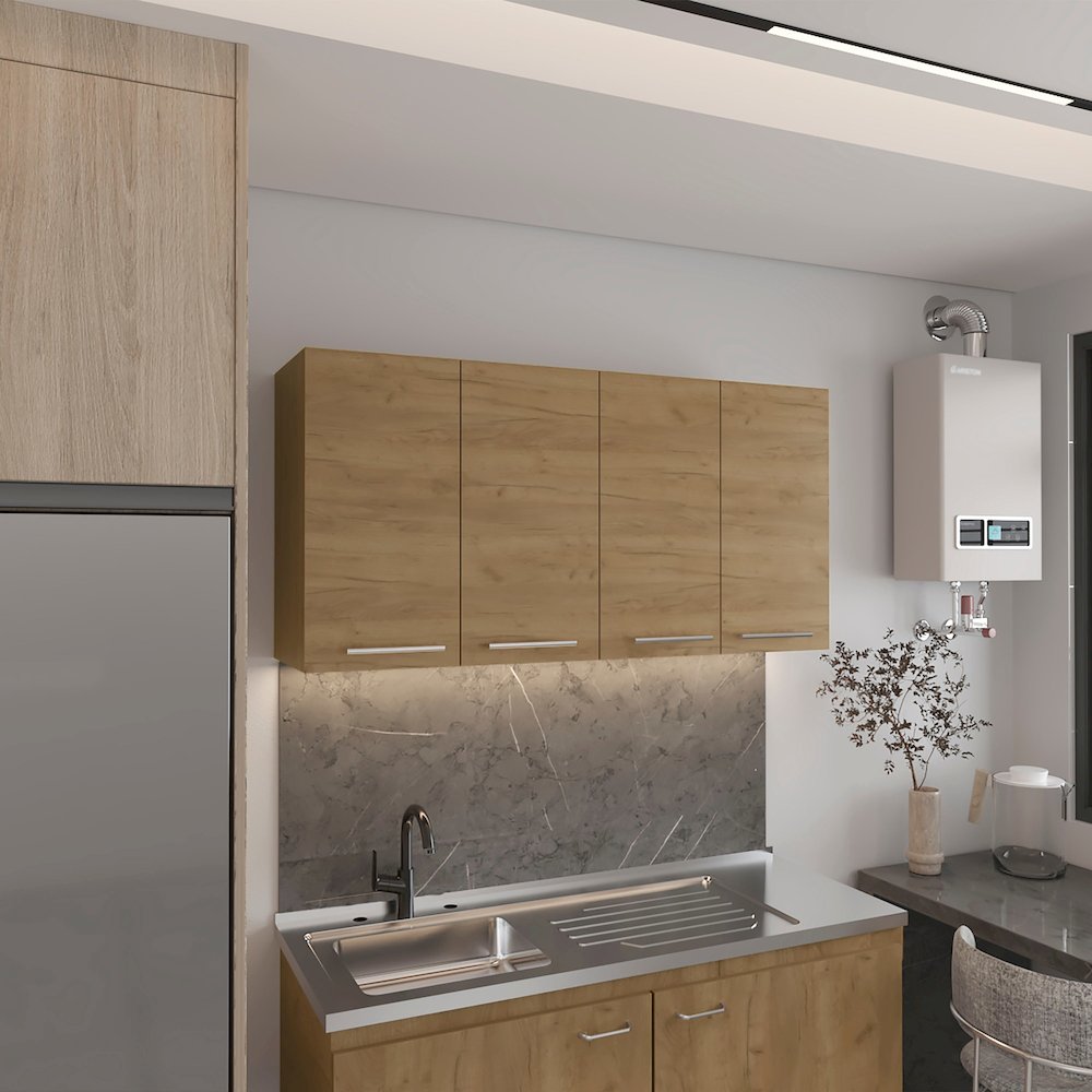 120 Wall Cabinet Natural Oak MDF. Picture 3