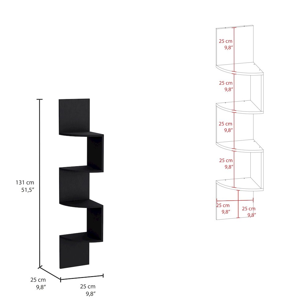 Rosset Corner Shelf Black MDF. Picture 5