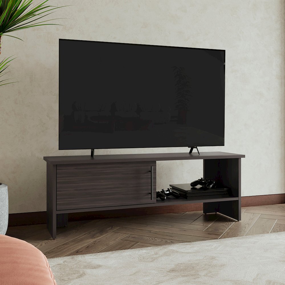 Navia One-Door TV Stand Dark Walnut MDF. Picture 5