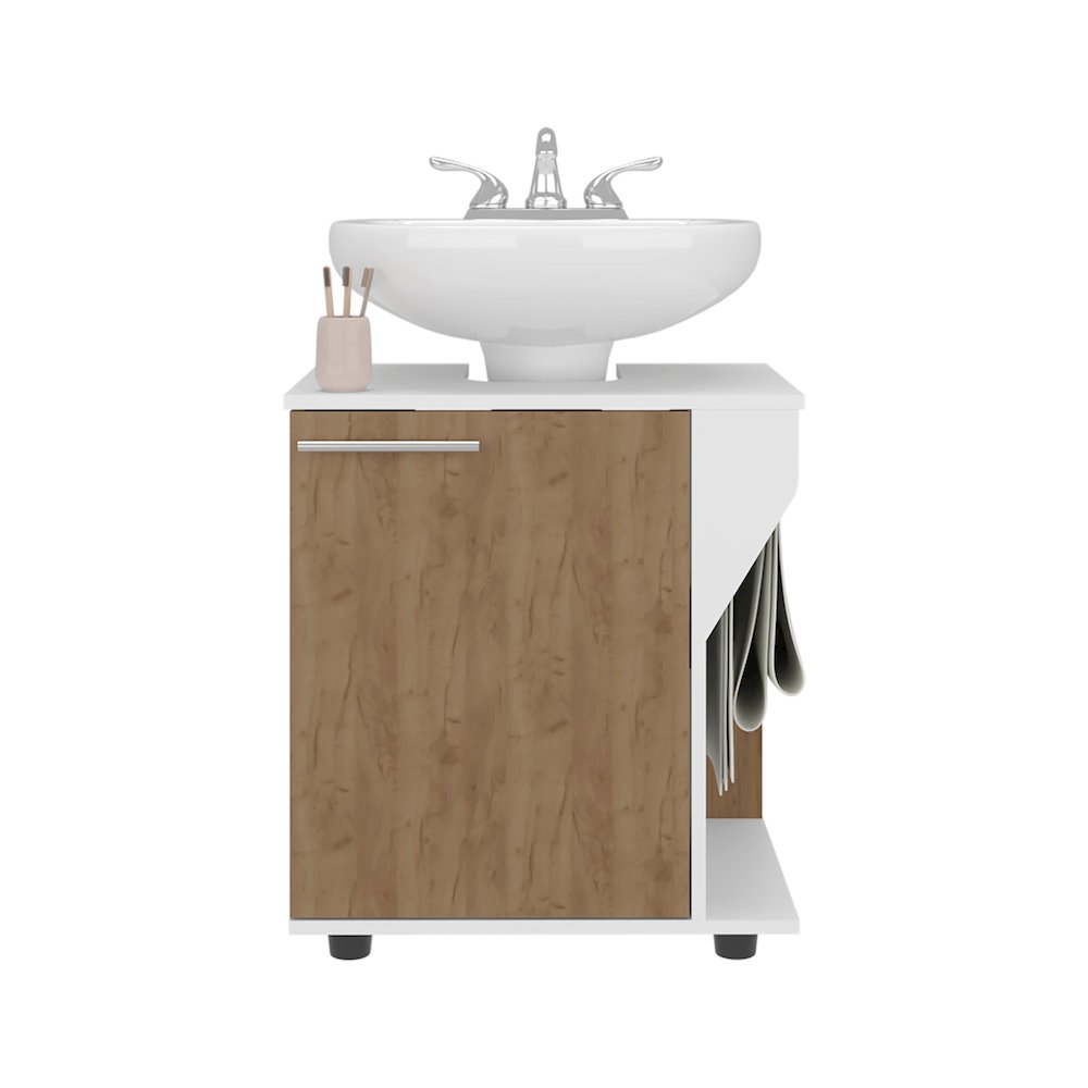 Under Sink Cabinet, Double Door Storage with Open Back, Natural Oak. Picture 2