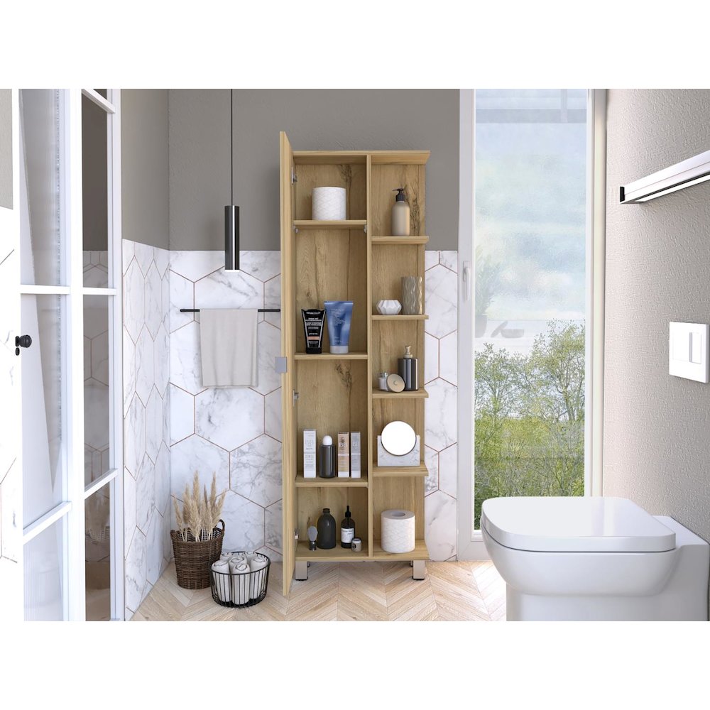 Urano Linen Cabinet Light Oak MDF. Picture 5