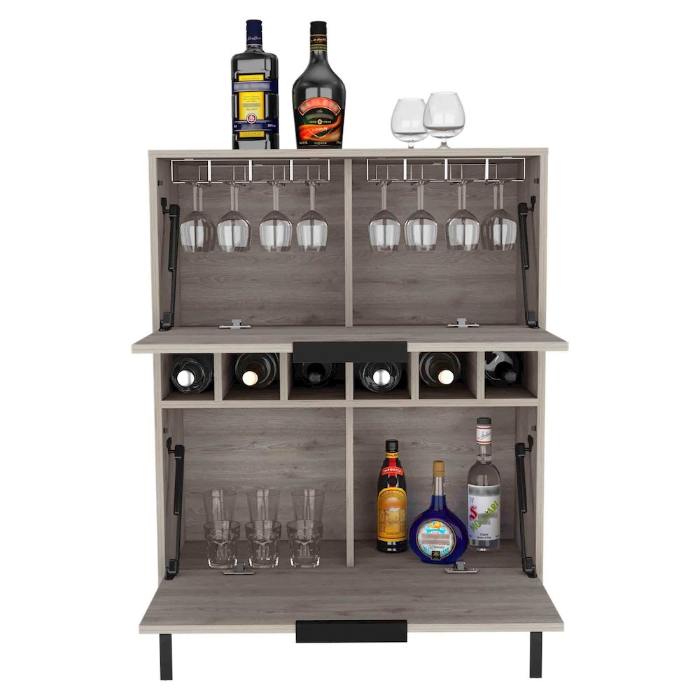 Lyrata Bar Cabinet Light Gray MDF. Picture 5